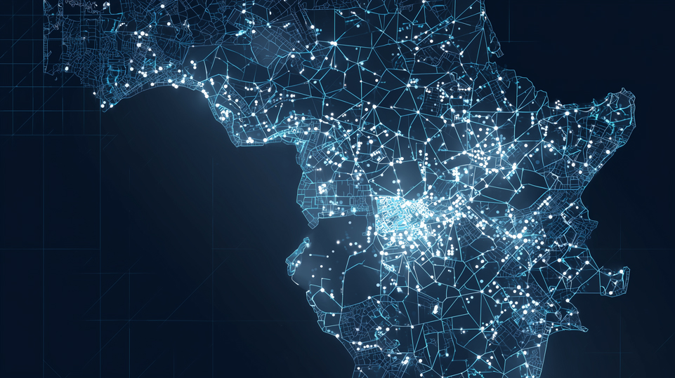 Digital civic map visualization representing UnitGhana